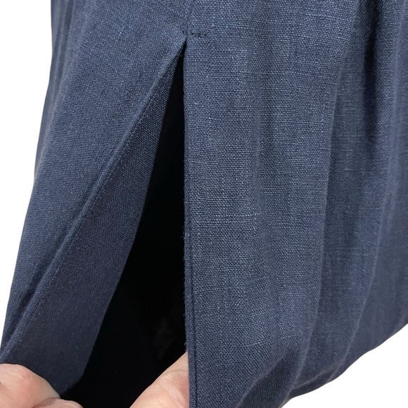 Fanm Mon LORR LINEN LATRICE DRESS Navy Flower Embroidered Pleated Pockets  $389 - Picture 10 of 15